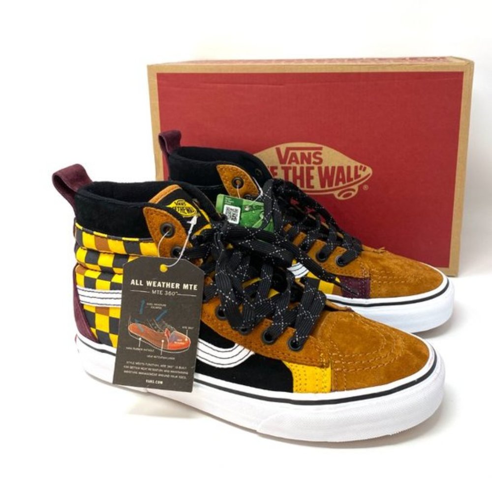 VANS Sk8-Hi Mte Dx Suede Canvas Brown Check Yell Women's Size 8.5 VN0A3DQ522Z - Picture 4 of 7